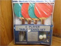 New 4 Player Table Tennis Set
