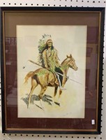 Framed print Frederick Remington Indian warrior