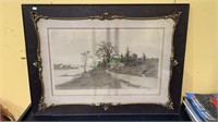 Antique framed engraving signed lower right in