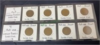 Coins - lot of 8- extra fine 1909 wheat pennies,