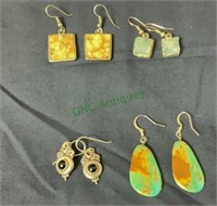 Jewelry - four pairs of marked 925 earrings,