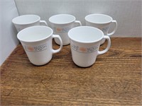 5 Corelle Coffe Mugs 4inWx3 1/2inDx3 1/2inH