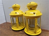 2 Yellow Candle Lantern 5inWx8 1/2inH