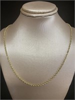 14kt Gold 18" Diamond Cut Rope Necklace