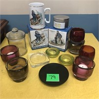 Candle Lot with 2x Porcelain Tankard Mugs