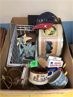 Large Box of Misc. Items - Mugs, Micky Mouse Hat
