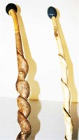 Two (2) Walking Sticks w/ Carved Shaft