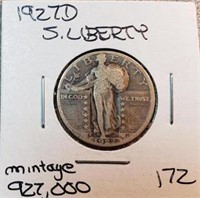 1927D Standing Liberty Quarter Semi Key Date F