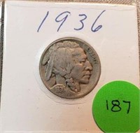 1936P Buffalo Nickel VF