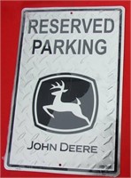 John Deere Parking Tin Sign 12" X 18"