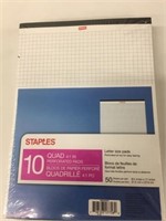 New 10-Pk Staples Grid Paper Pads