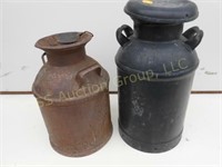 Two 10 gallon steel milk cans (Snyder)