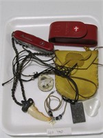 TRAY: NATIVE STYLE NECKLACES & CAMPING KNIFE