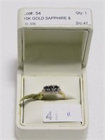 10K GOLD SAPPHIRE & DIAMOND RING