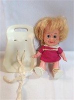 Vintage evergreen doll with seat carrier