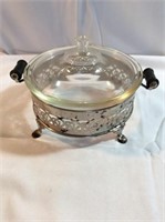 Vintage Pyrex dish with lid and holder