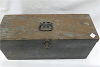 Vintage Wood Tool box w metal hinges 8 x 17 x 6