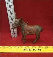 Cast iron donkey coin bank