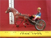 Wind-up Harness Racer-Jockey & Horse Tin Toy