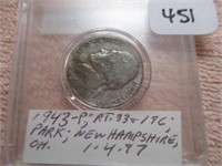 1943-P Jefferson Type Nickel- Wartime Silver