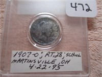 1907-D Barber or Liberty Head Type Dime