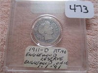 1911-D Barber or Liberty Head Type Dime