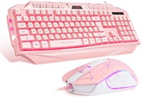 MageGee Wired Pink Keyboard and Pink Mouse