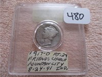 1917-D Winged Liberty head or Mercury Type Dime