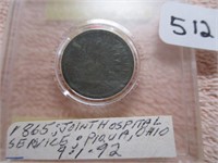 1865 Small Cent Indian Head Type - Bronze Oak
