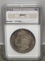 1878 - S Morgan silver dollar US coin NGS graded