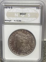1879 -S Morgan silver dollar US coin NGS graded