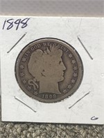 1898 Barber silver half dollar US coin