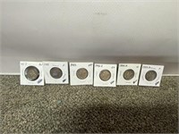 6 Mercury silver dimes 1929-1945 US coins