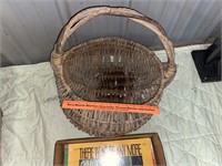Old large egg basket and an assortment of Country