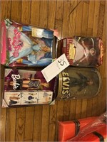 4 Dolls, Mary Poppins, Elvis, and 2 Barbies in Box