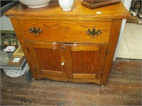 Oak 1 Drawer over 2 Door Washstand-27T x 30W x 15D