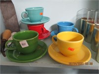 5 Sets Of Fiesta Cups & Saucers