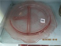 2 Vtg. Pink Depression Chop Plates