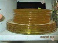 13 Yellow Depression Plates-Saucers & Salads