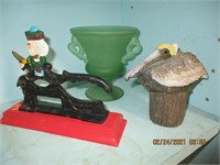 Cast Nutcracker,Green Vase & Bird