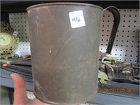 Vtg. Lg. Handmade Tin Pot Can w/Handle-Military?