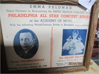 1943 Framed Concert Adv. & Wooden Amish Country