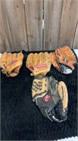 (4) Adult Baseball Gloves