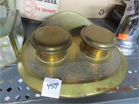 Brass Double Inkwell