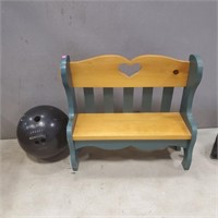Decorative Bench and 10 Pin Bowling Ball