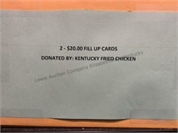 KY Fried Chicken fill up cards