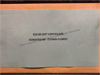 E-Town Florist gift certificate