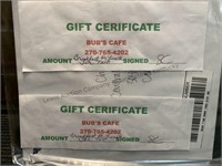 Bubs Cafe Gift Certificate