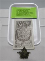 WWI MILITARY HAT BADGE & MATCHING POSTCARD