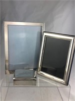 Desk Lot: 2 Sterling Frames & 3-3/4" Sterling Box